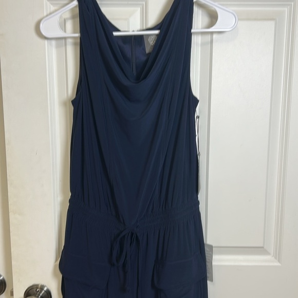 Vince Camuto blue Wide leg Cowl Neck romper size XS inseam 29” elastic waist NWT - Picture 3 of 9